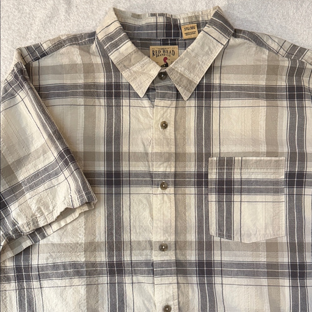 RedHead Plaid Button Down Outdoor Neutral Relaxed CabinCore DadCore GrandpaCore